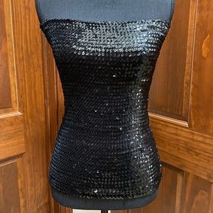 Express black sequin stretch tube top, size s